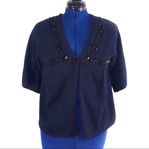 Next 14(UK) black beaded wool/angora babydoll cardigan‎ sweater